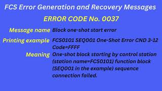 FCS Error Generation and Recovery Messages Error code 0037 by Instrumentation & Control 10 views 2 months ago 35 seconds