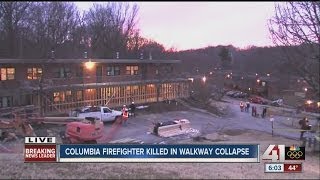 Mo. firefighter killed at walkway collapse scene