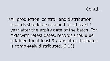 ICH Q7   DOCUMENTATION SYSTEM as per Section 6.1