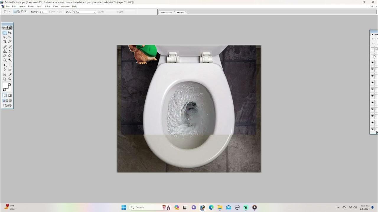 Theodore 2007 flushes cartoon Alvin down the toilet and gets grounded
