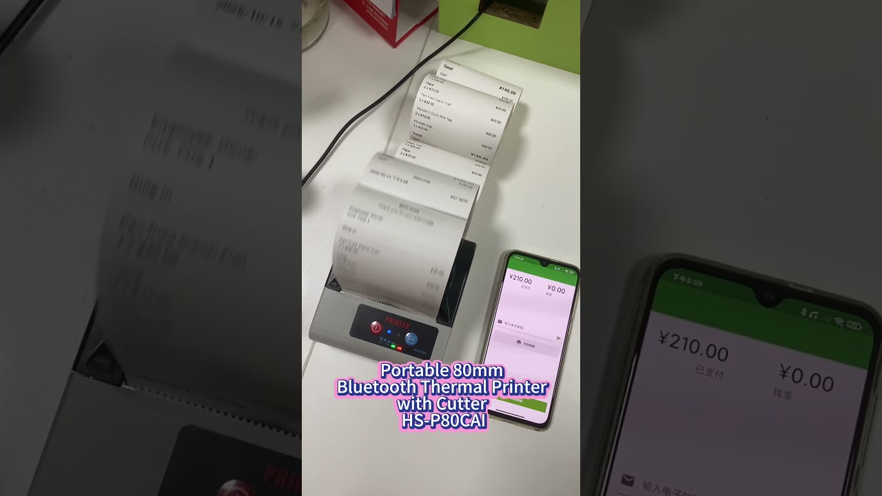 Portable 80mm Bluetooth Thermal Printer with Cutter HS-P80CAI 