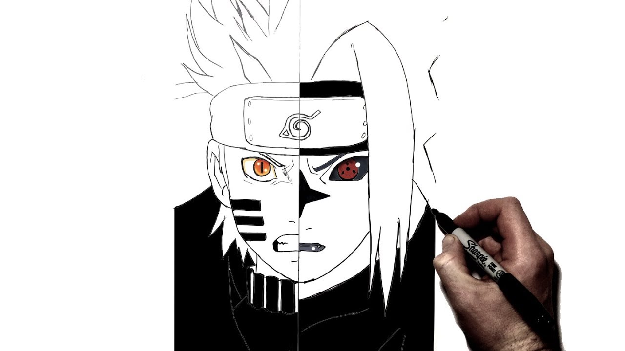 How to Draw  Naruto  Bijuu Sasuke Curse Step By Step 