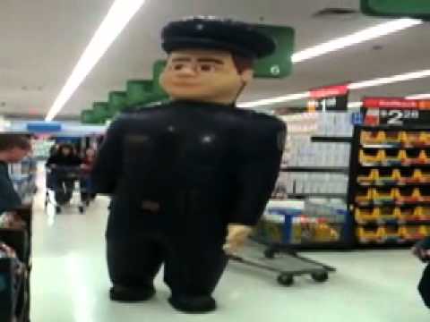 walmart pharmacy security officer friendly inflatable robot cop walmart security guard