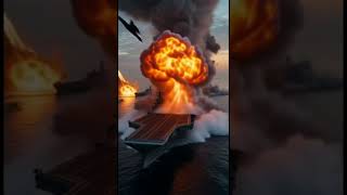 Attack And Destruction Of Aircraft Carriers Hyper-Realistic Naval Battle Scene