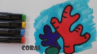 Easy Coral Drawing, Coloring for Adults, Kids and Toddlers | Learning for Adults, Kids and Children