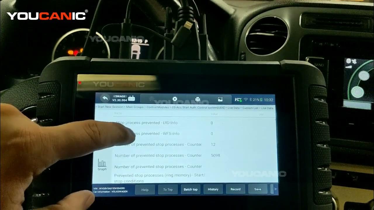 Diagnosing Volkswagen Keyless Start or Engine Start Function Problem using  the YOUCANIC Scanner 