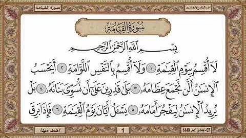سورة القيامة، مكتوبة، حسن صالح، بدون اعلانات