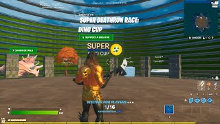NEW Super Deathrun Race: Dino Cup Map! Fortnite Creative (Death Runs Fortnite Codes)