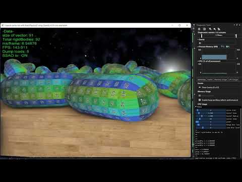 Capsule dump rigidbody collision example using OpenGL 4.5.0 core C++