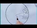 Beautiful Village Sunset Scenery Drawing | Easy Nature Landscape Art Tutorial @saamitiphsy 