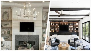 75 Living Space With A Plaster Fireplace And A Stone Fireplace Design Ideas You'll Love