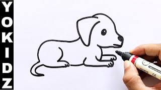 How to draw a dog sitting down | Sitting Dog Drawing