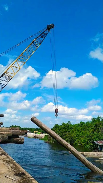 cara muat kayu log dari sungai naik ke atas tongkang,rawan kecelakaan #short