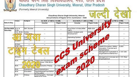 CCS University time table 2020 | Ba,Bsc,B.com,Ma,Msc,m.com | exam scheme