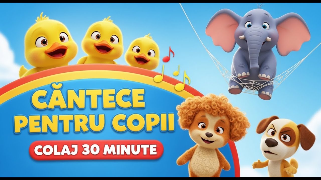 Top Cântece pentru Copii 🐘 Colaj 30 Minute | Rățuștele Mele + Cățeluș cu Părul Creț