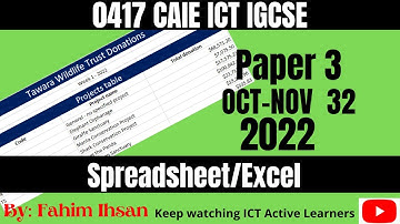IGCSE ICT 0417 || P22 || 2022 || OCT - NOV || Spreadsheet