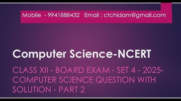 CLASS 12 COMPUTER SCIENCE BOARD EXAM 2025  ANSWER KEY  IN TAMIL - Part2