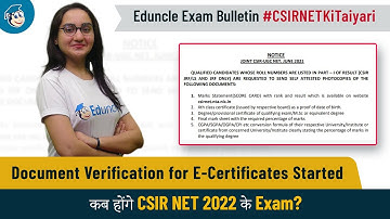 CSIR NET JRF E-Certificate | Document Verification | Exam Date for CSIR NET | Eduncle Exam Bulletin