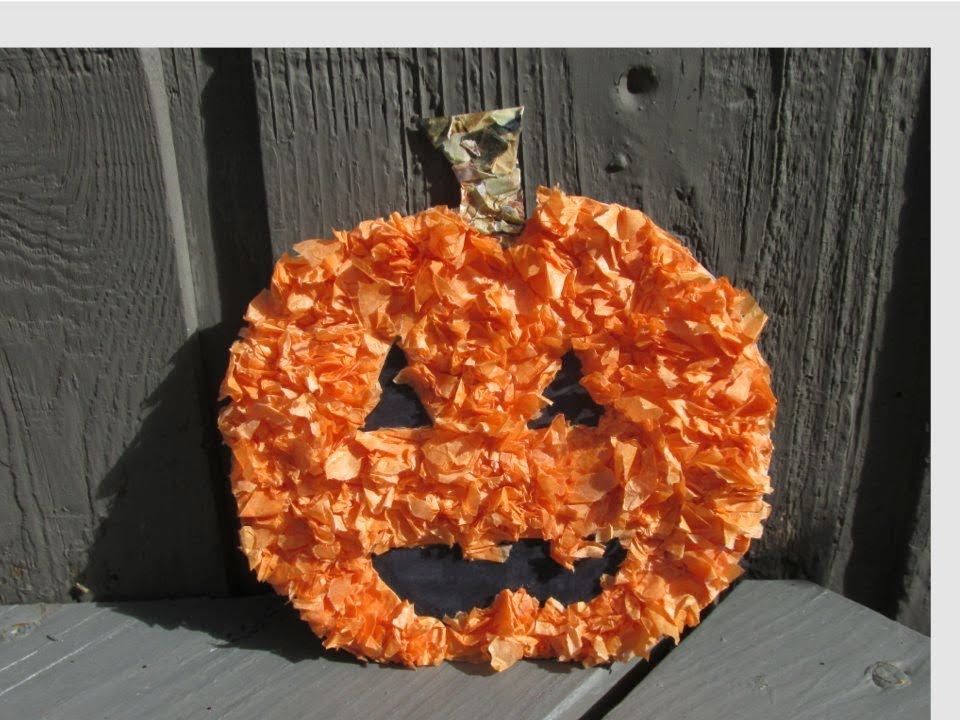 Easy Tissue Paper Pumpkin Craft