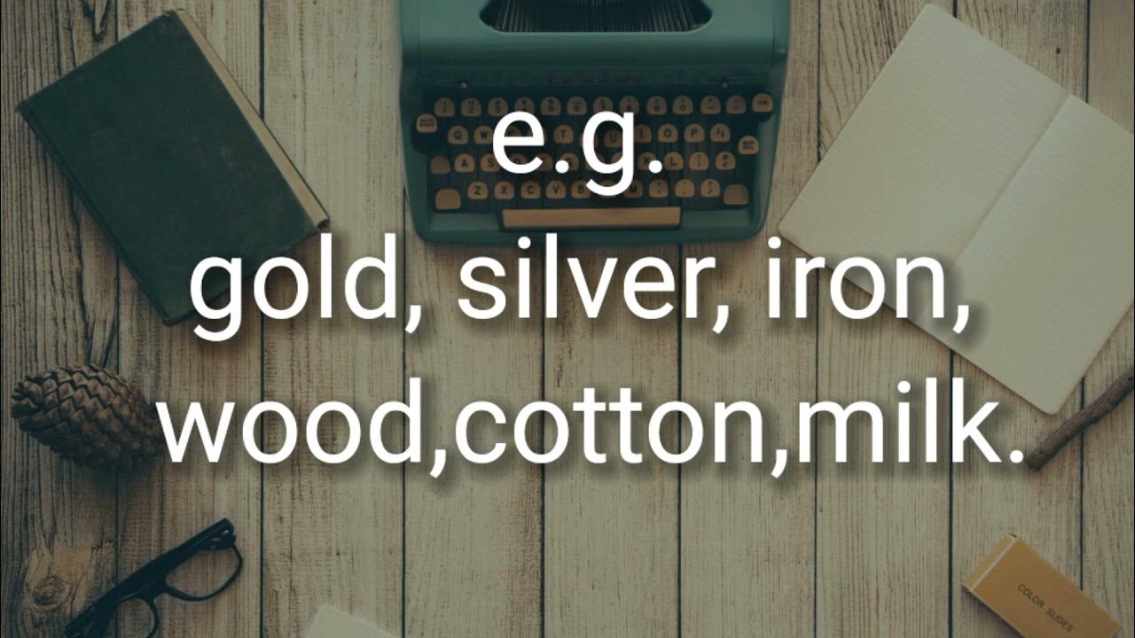 Define material noun with example. YouTube