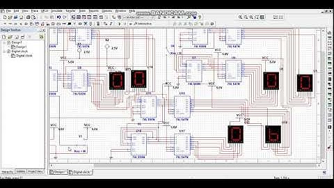 Digital clock circuit operation explanation using Multisim