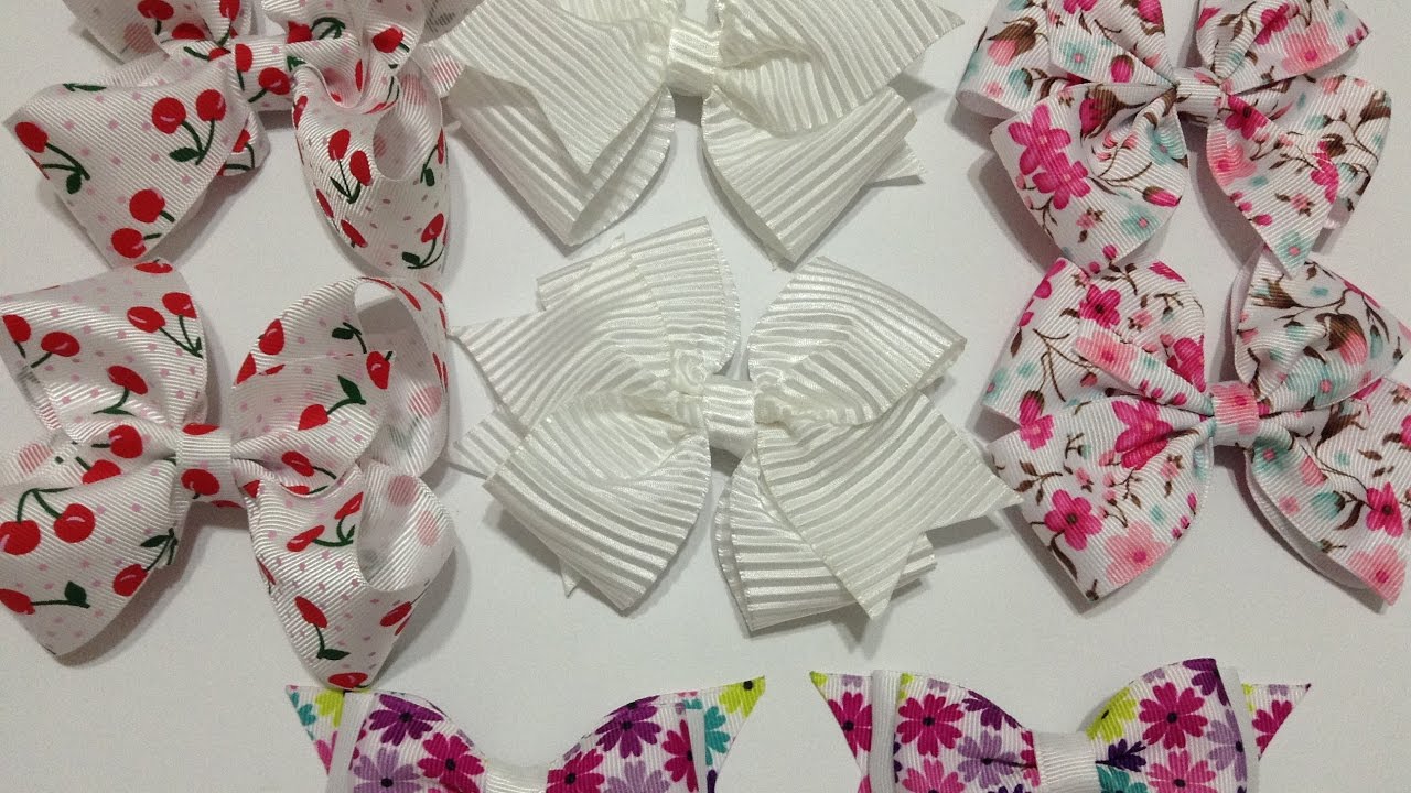 4 estilos de par de moños para nenas edad preescolar VIDEO No. 436 creaciones rosa isela