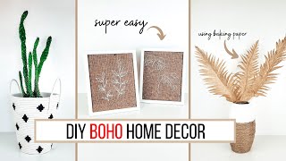DIY BOHO HOME DECOR easy and budget friendly ideas | Palm Leaf, Line Pictures and BOHO basket