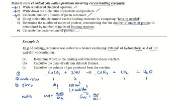Chemical Calculations / Mole Calculations - Excess and Limiting Reactants (part 2)