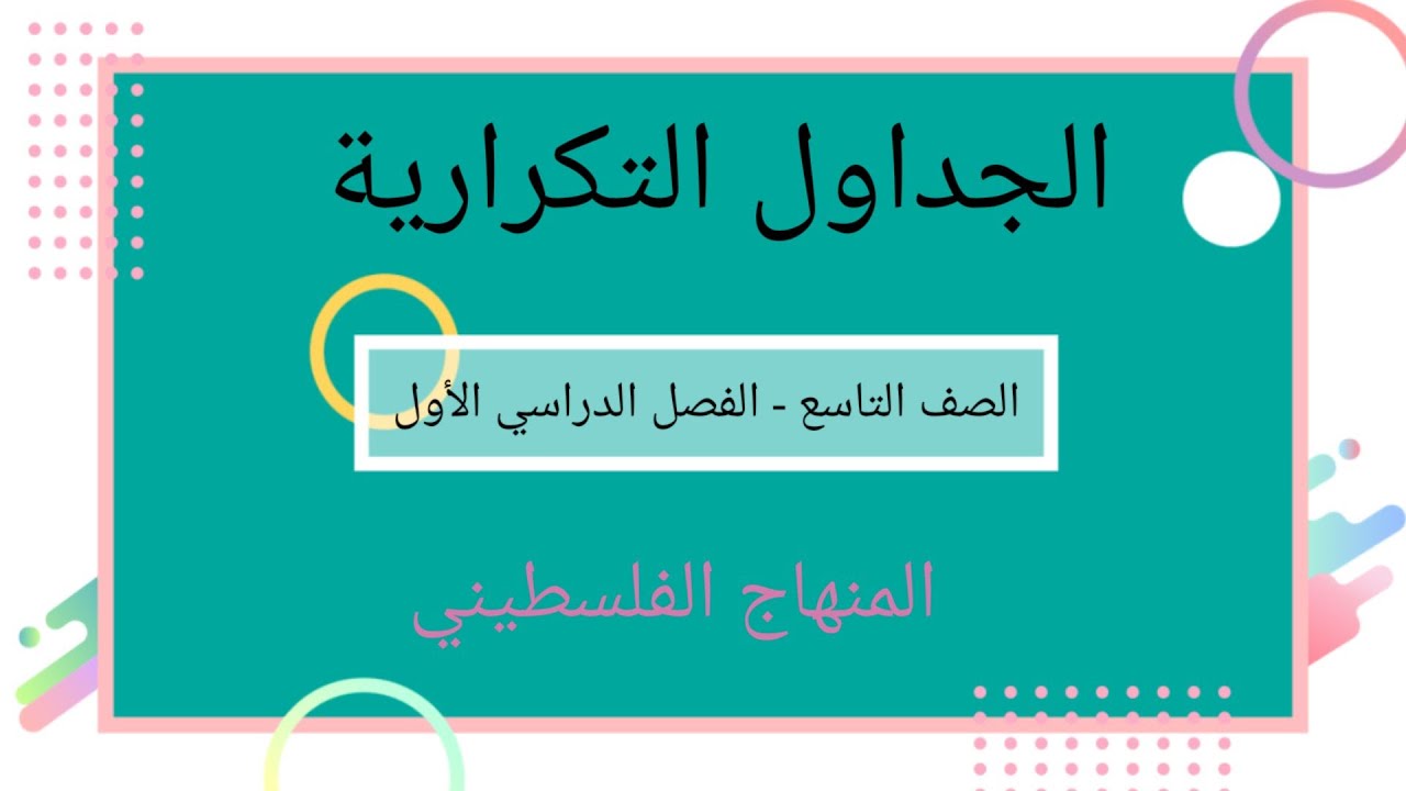 الصف التاسع-الوحدة الرابعة -الدرس الاول #الجداول التكرارية#الرياضيات الرياضيات