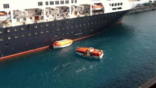 !!! Watch This !!! - Cruise Ship Life Boat Crash - Lifeboat Drill Mishap In Port