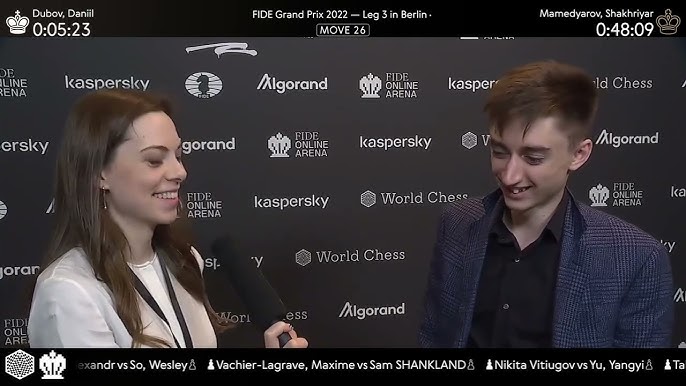 International Chess Federation on X: Shakhriyar Mamedyarov and Daniil Dubov  drew in 13 moves after a three-fold repetition. Shakhriyar must now await  the result of the Keymer-Dominguez game to learn whether he