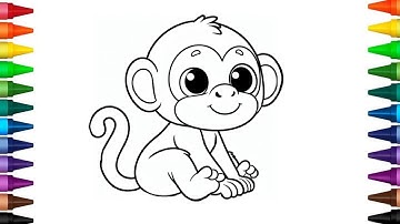 Monkey Drawing Easy || Easy To Draw Monkey || Monkey Drawing