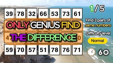 ONLY GENIUS FIND THE DIFFERENCE Find 3 pairs of identical numbers /Dementia Prevention Quizzes/30