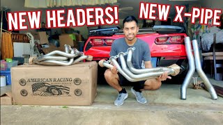 MY C7 CORVETTE GETS NEW AMERICAN RACING HEADERS AND X-PIPE! MUCH LOUDER!