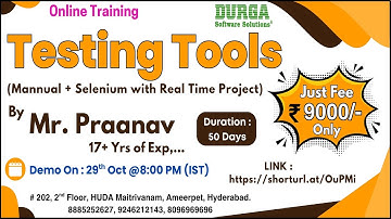TESTING TOOLS Online Training @ DURGASOFT