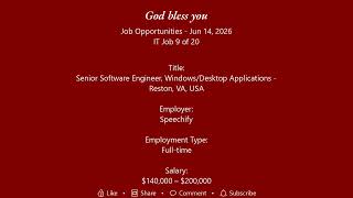 Daily IT Jobs Opportunities 2026-06-14