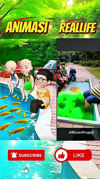Kaki Ehsan Bau Busuk masuk kolam ⁉️😱 Animasi vs Original #upinipin #shorts #funny #trending