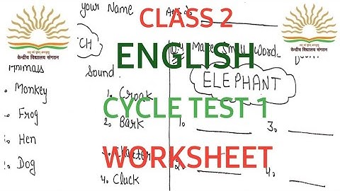 cycle test 1/class 2/2nd/English/kv/worksheet/test/solution #kvs #kvexam #ncrt #cbse #english #ncert