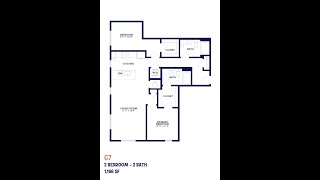 Apt 602 2 Bed 2 Bath C7 Floorplan 1166 sqft