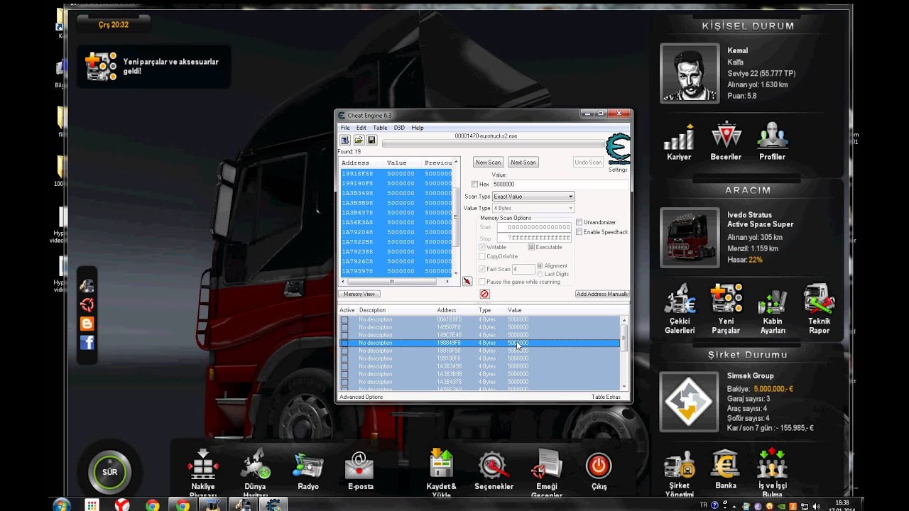 ETS 2 para ve seviye hilesi 2013 YouTube