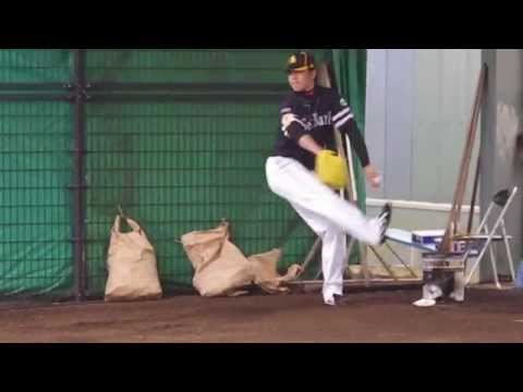 20150208 春季キャンプ　帆足投手　ブルペン