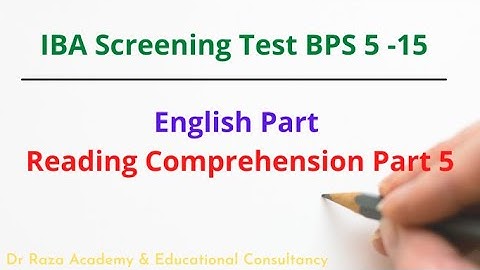 BA ||Screening Test BPS 5 to 15 for All Categories: Reading Comprehension Part 5!!!!