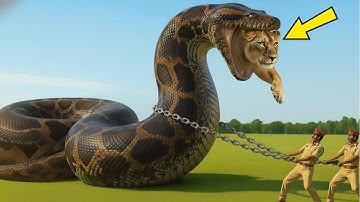 Brave Heroes Save the Poor Mother Lion from Giant Python Attack 🐍