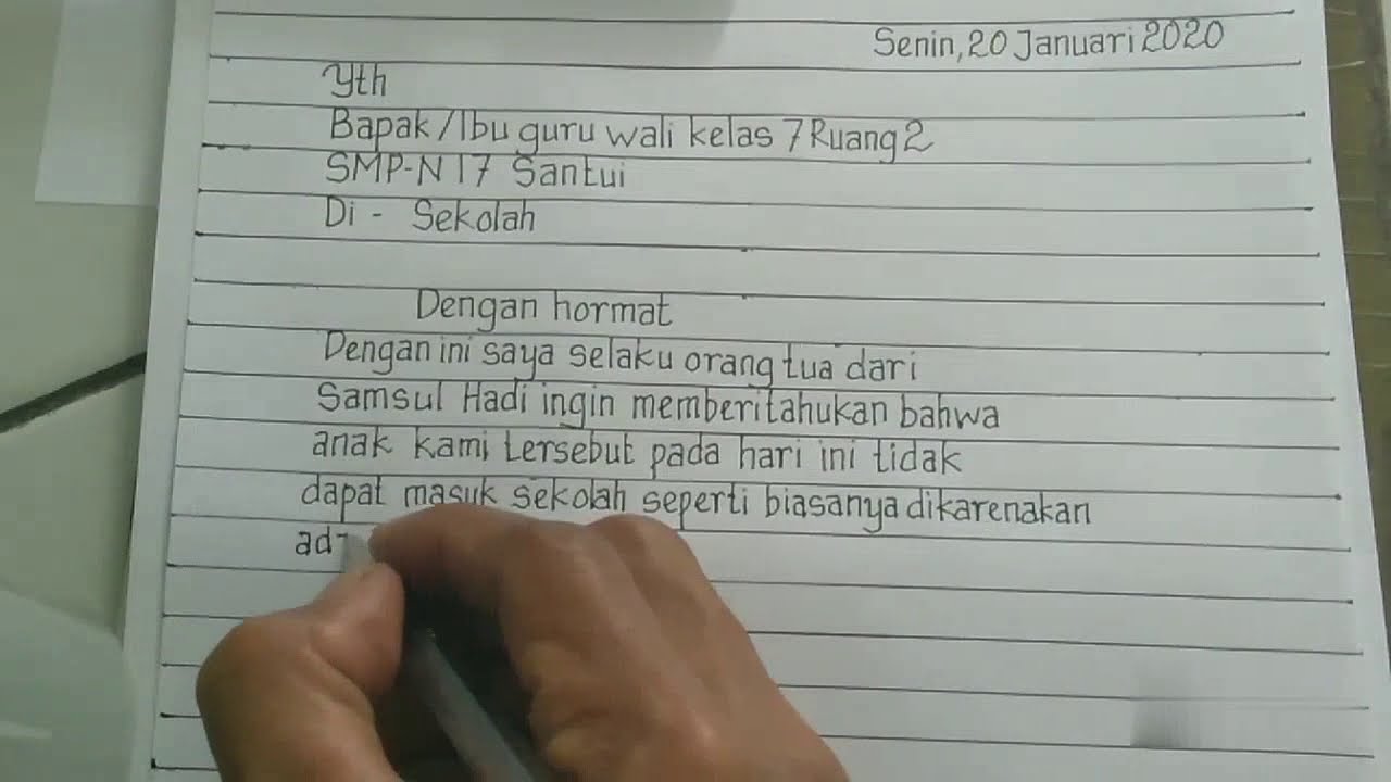 Surat izin tidak masuk sekolah karena ada acara keluarga