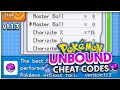 Pokemon UNBOUND CHEATS CODES V1.1.3 RARE CANDY MASTER BALL 100% WORKING CHEAT CODES Pokemon UNBOUND!