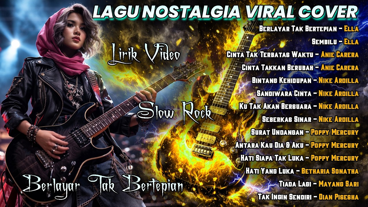Kumpulan Lagu Nostalgia Slow Rock Viral | Berlayar Tak Bertepian - Lirik Video Karaoke | Cover AI |