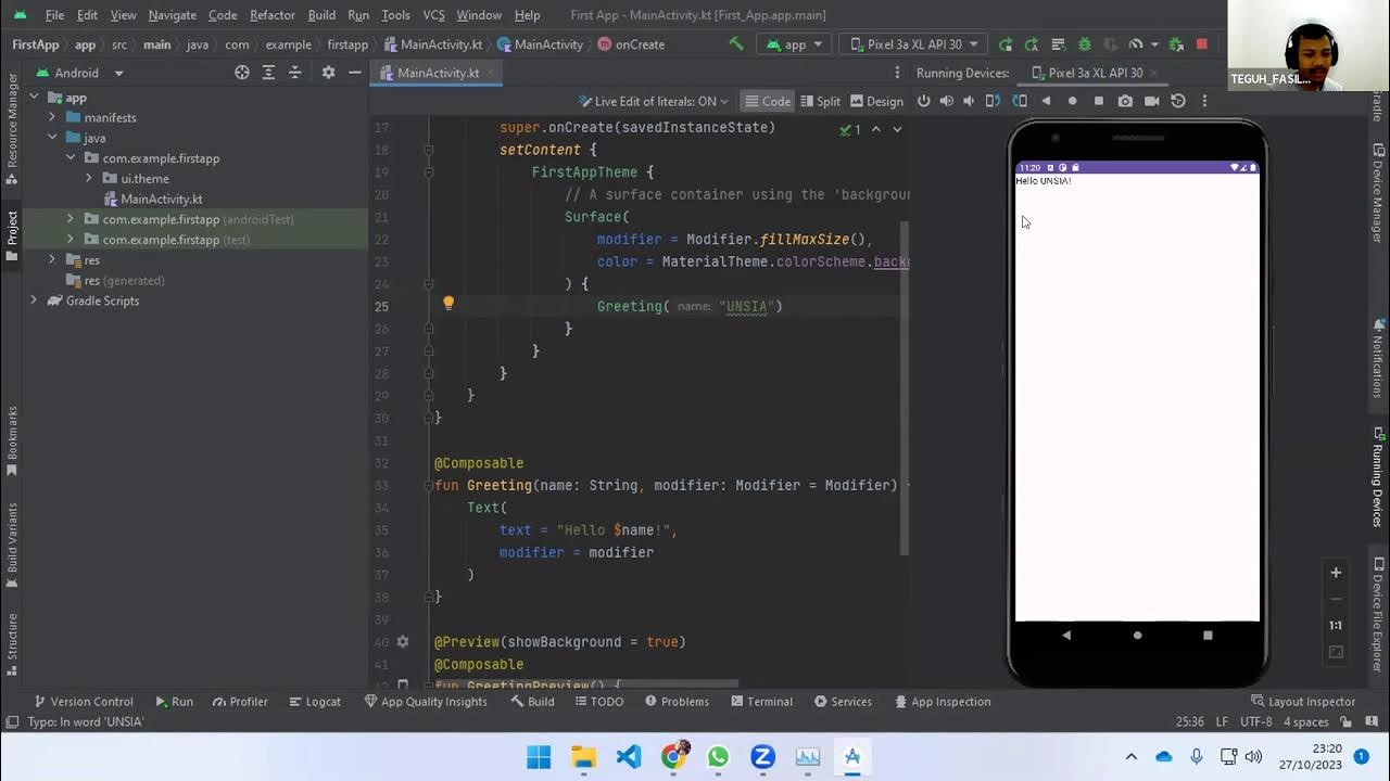 First app android tutorial youtube