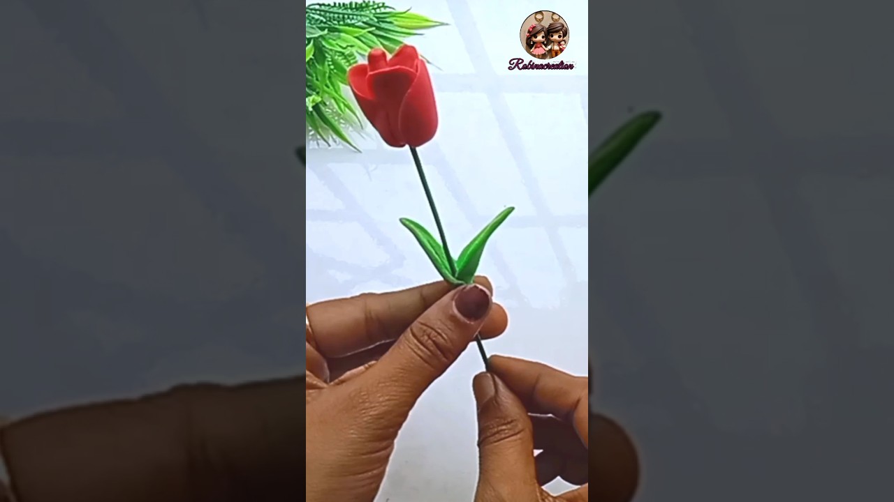 Red colour tulip making using clay 😍🥰 | @Robinacreation-Is1zu