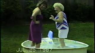 Chickie & Nana, pool, 1987