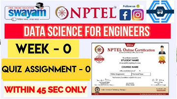 Data Science For Engineers | Week 0 Answers 2024 | NPTEL ||